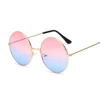 2020 retro round pink sunglasses woman brand designer sun glasses for male alloy mirror female oculos de sol black