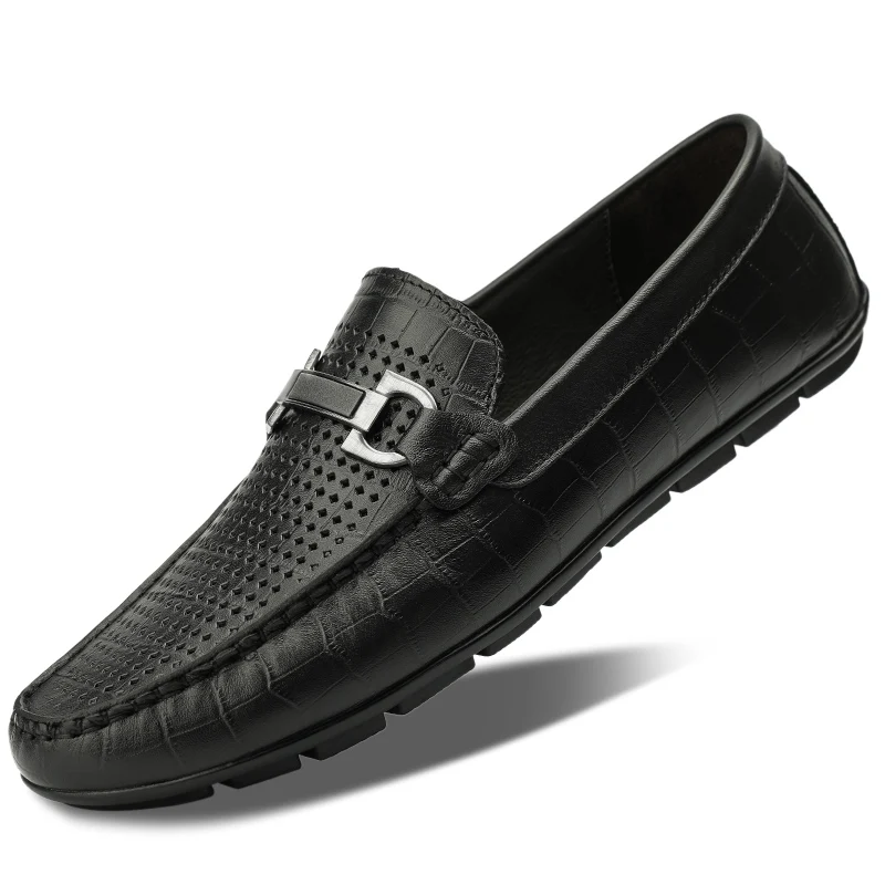 

Men Shoes Casual Genuine Leather Men's Loafers Moccasins Handmade Slip on Breathable Boat Shoes Fashion Summer Flats Size 37-46