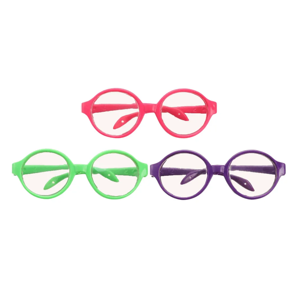 

3pcs Glasses Decors Dressing Glasses Plastic Glasses for 18 Inch Random Color