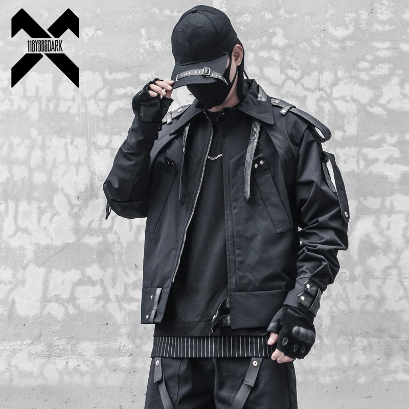 

Hip Hop Punk Rock Jackets Men Function Tactical Coats Hip Hop Streetwear Gothic Jacket Male Tops Techwear