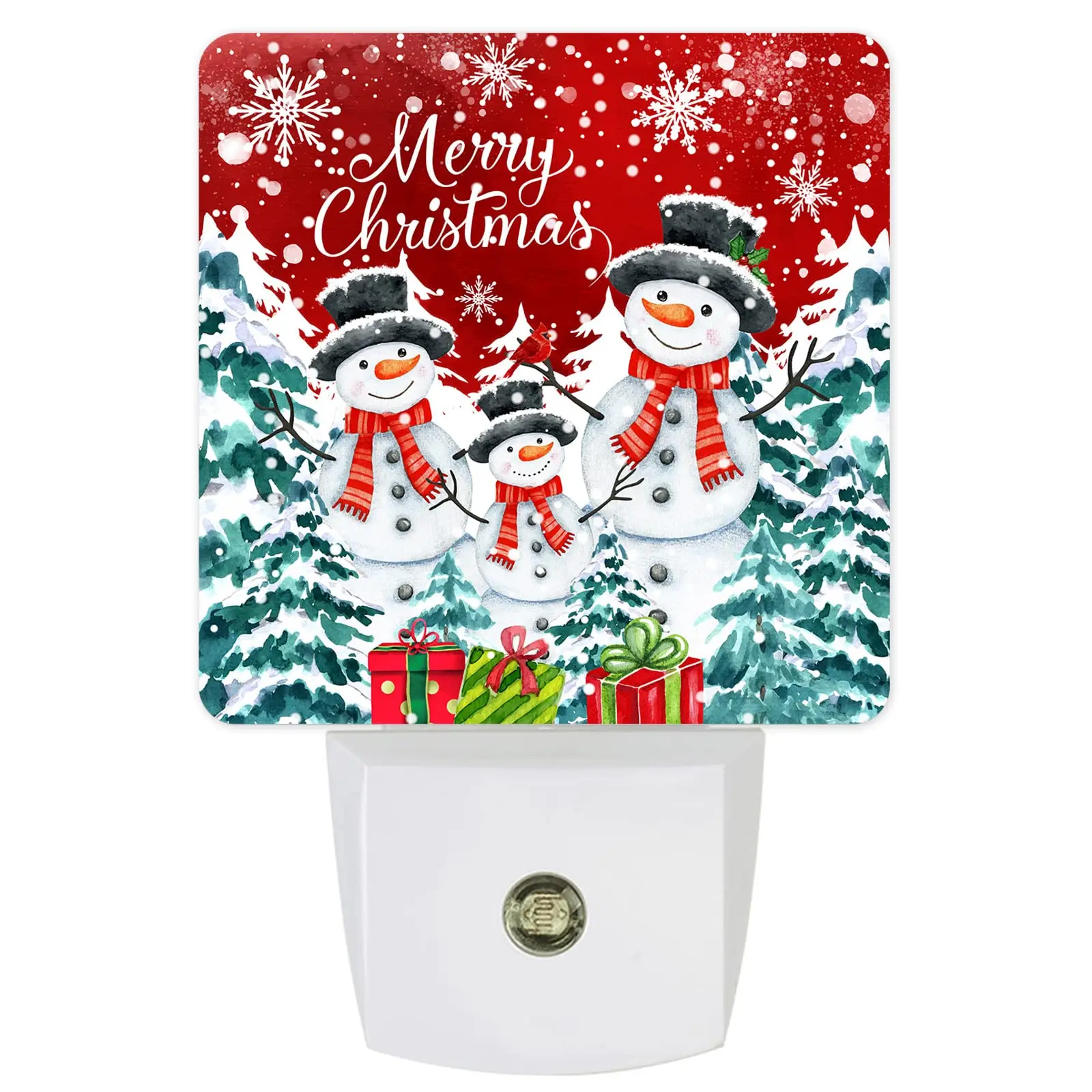 

Merry Christmas Tree Snowman Plug-in LED Night Lights Dusk-to-Dawn Sensor Bedroom Kitchen Nursery Hallway Wall Home Decor