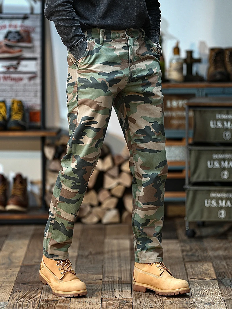 American Camouflage Cargo Pants Men's Spring and Autumn 2024 New Fashion Brand Straight Loose Plus size Casual Sp... |