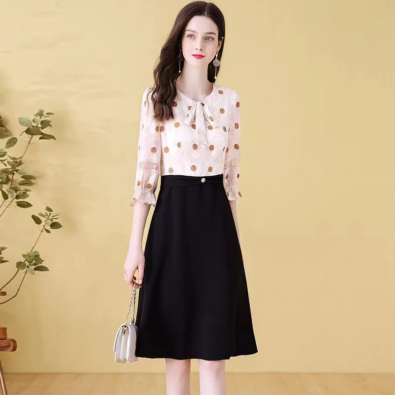 

COIGARSAM Women's Spring 2022 New French Style Fashion Patchwork Color Matching Dress Dropshipping