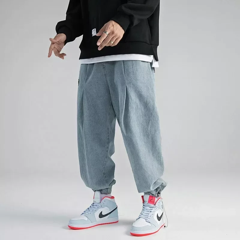 New2022 jeans Cargo Pants Streetwear Hip Hop Cargo Pants Cotton Denim Trousers Casual Elastic Men Baggy Harem Jean Trousers