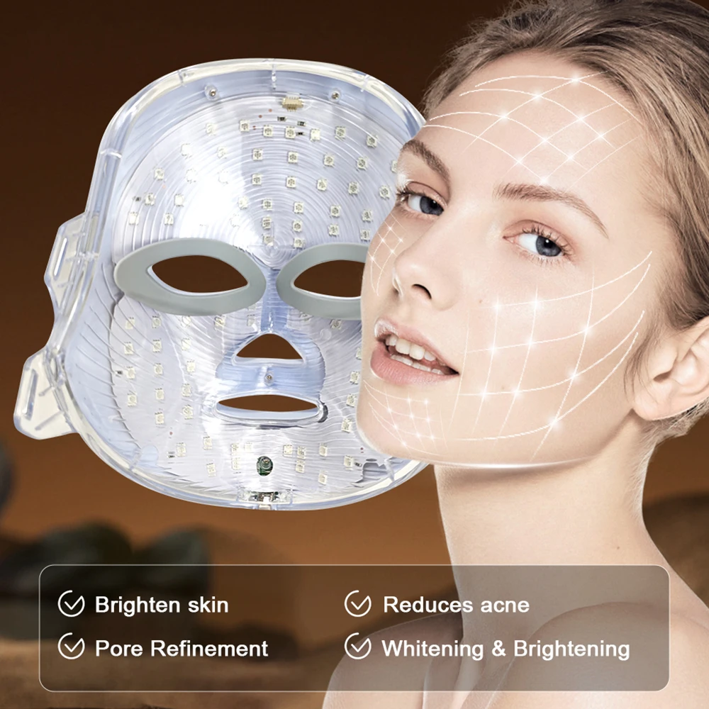 Беспроводная 7-цветная фотонная косметическая маска для лица уход за кожей