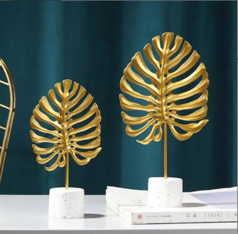 

Nordic Iron Art Golden Ginkgo Leaf Plant Turtle Leaf Ornament Home Decor Figurines Wine Cabinet Desktop Decoration