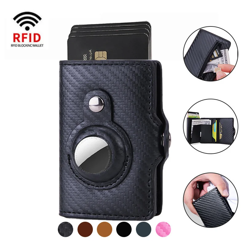 

2023 New Rfid Card Holder Men Women Airtag Wallet Money Bag Leather Purse Slim Thin Wallets For Apple AirTags Tracker Air Tag