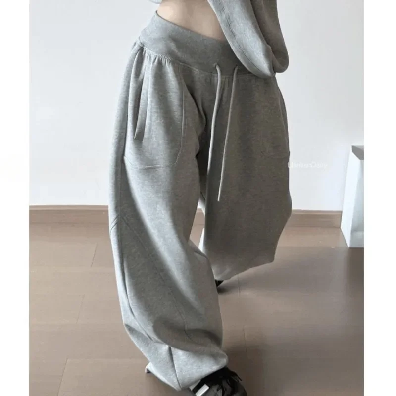 QWEEK осень-зима оверсайз спортивные штаны женские повседневные мешковатые с