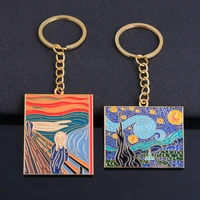 van gogh key chain accessories womens bag pendant holder personalized gift oil painting keychain for bags fashion decorate