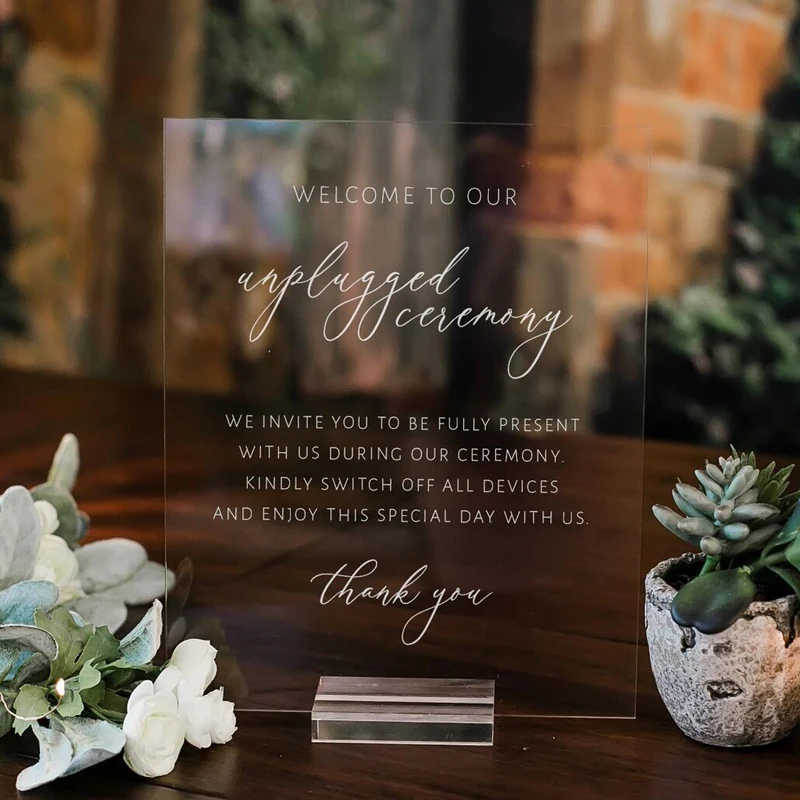 Неподключенный прозрачный стеклянный акриловый Свадебный знак отсоедините