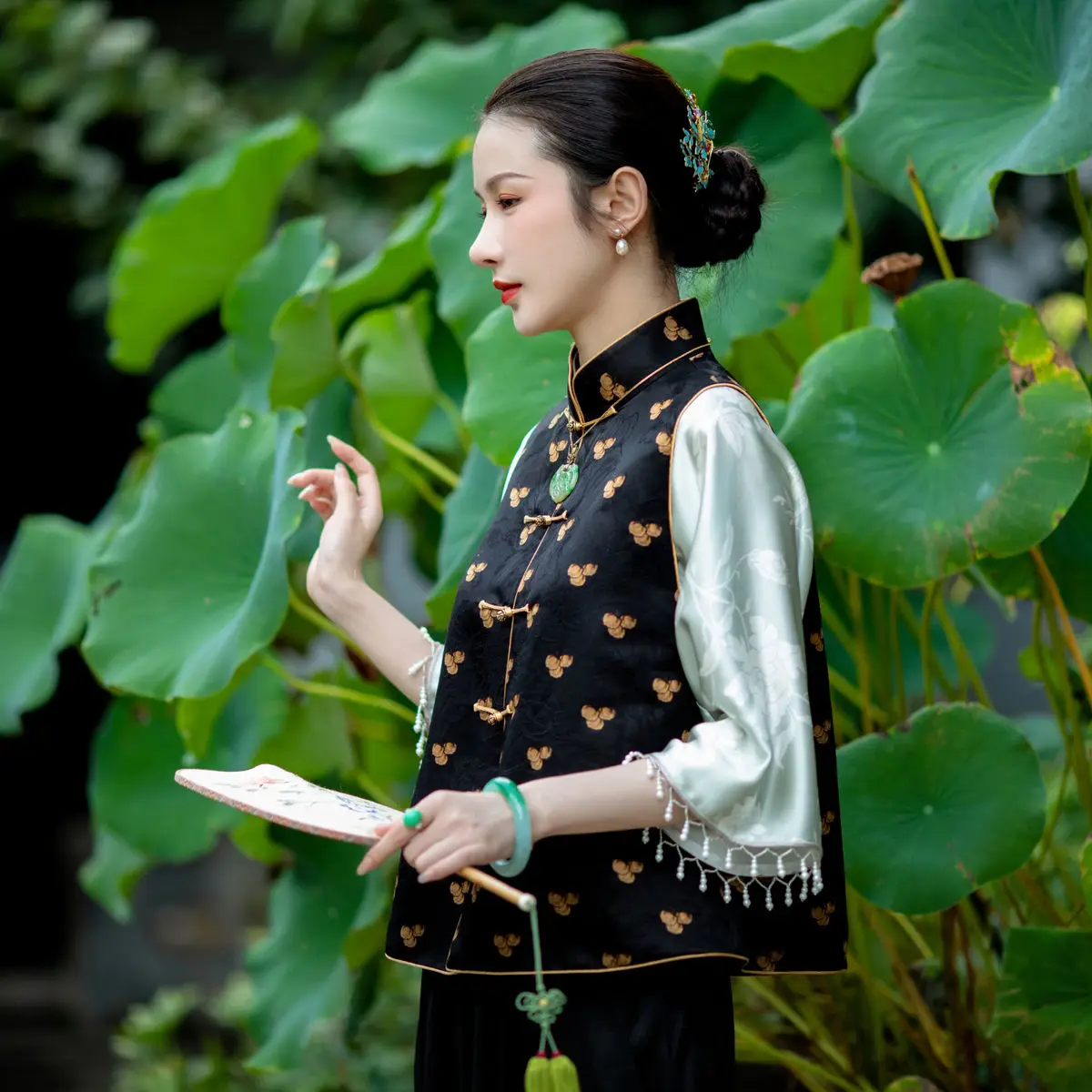 

2 шт., Женский Атласный топ с жемчужинами и кисточками на рукавах