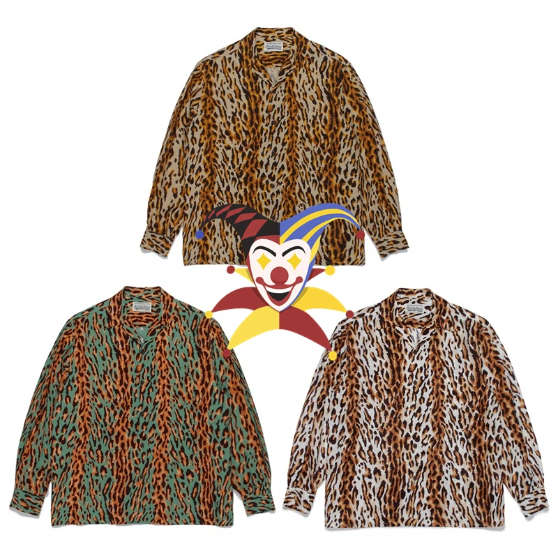 

Рубашка WACKO MARIA с леопардовым принтом для мужчин и женщин, высококачественная повседневная гавайская рубашка с длинным рукавом