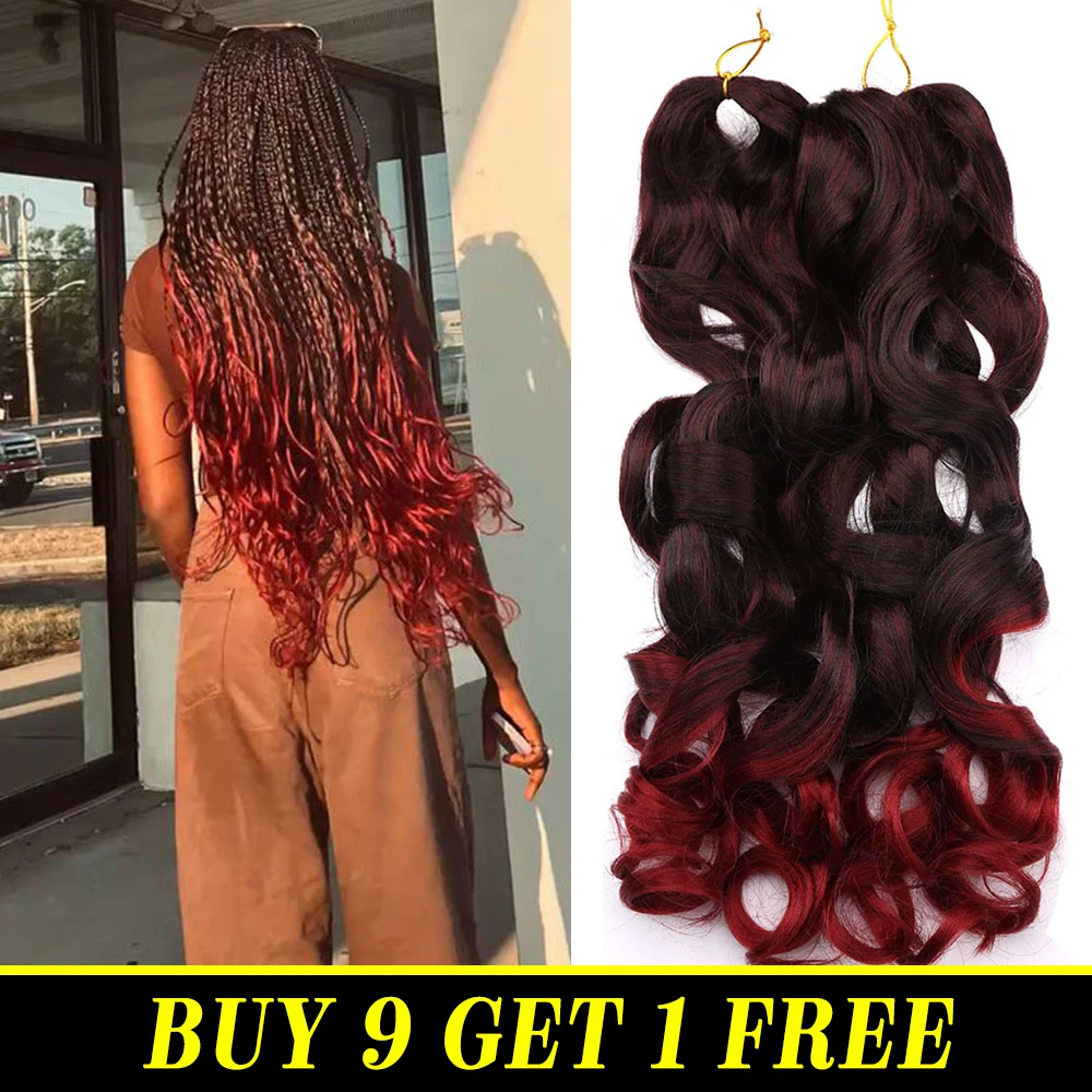 

Synthetic French Curls Braidiing Hair Loose Wave Crochet Braids Ombre Spiral Curly Pre Stretched Extensions Bulk For Women black