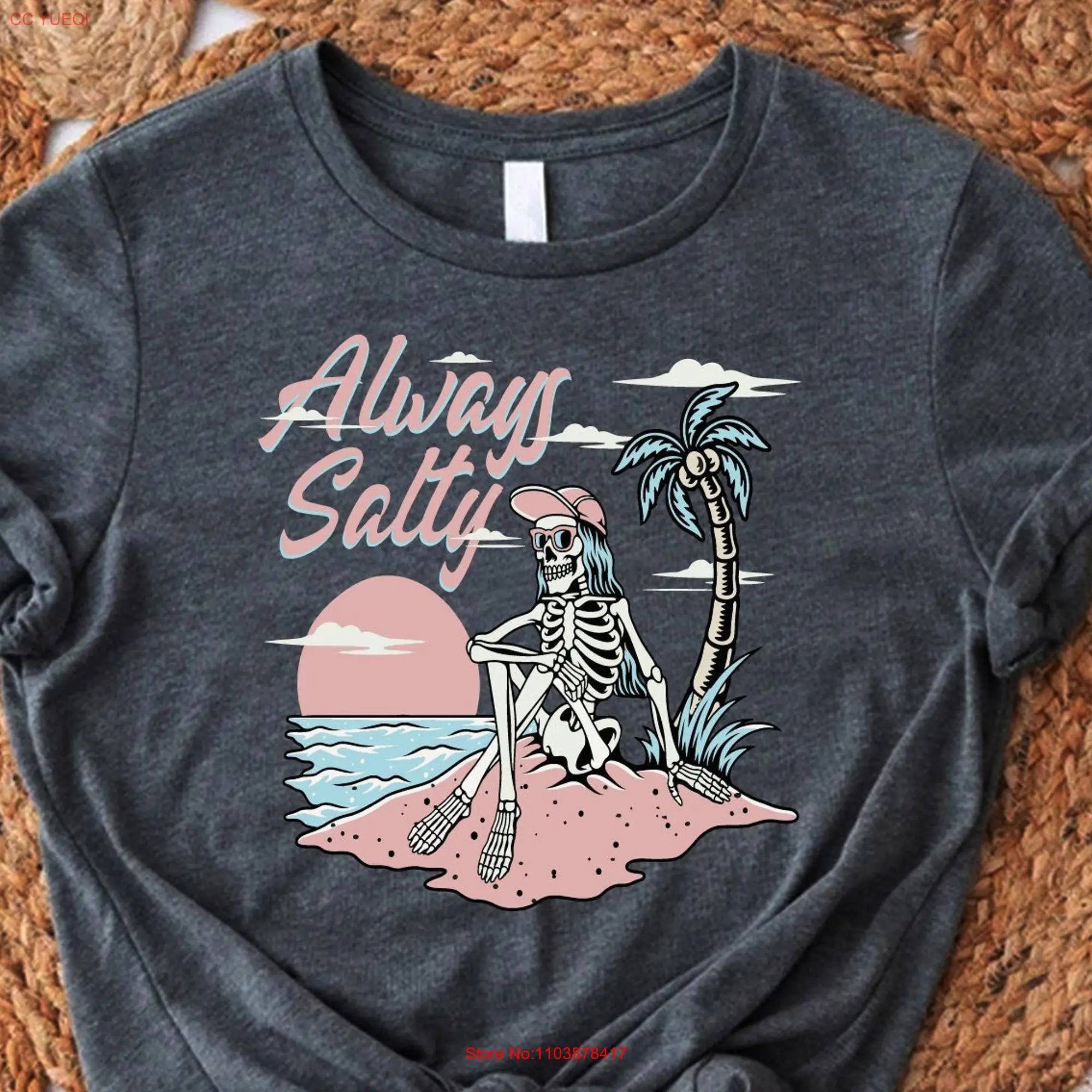 Футболка со скелетом для пляжа с длинным или коротким рукавом