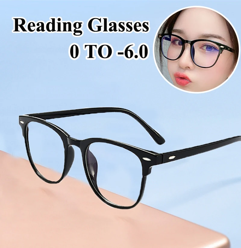 

Anti Blue Light Computer Myopia Glasses Vintage Square Frame Women Men Nearsighted Eyeglasses Diopters 0 TO -6.0 Unisex Eyewear