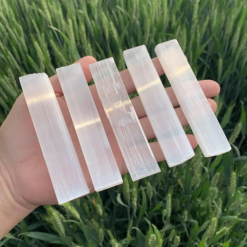 

8-10CM Natural Selenite Crystal Slab White Gypsum Stone Single Crystal Rough Minerals Specimen Point Healing Stone Gypsum Stick