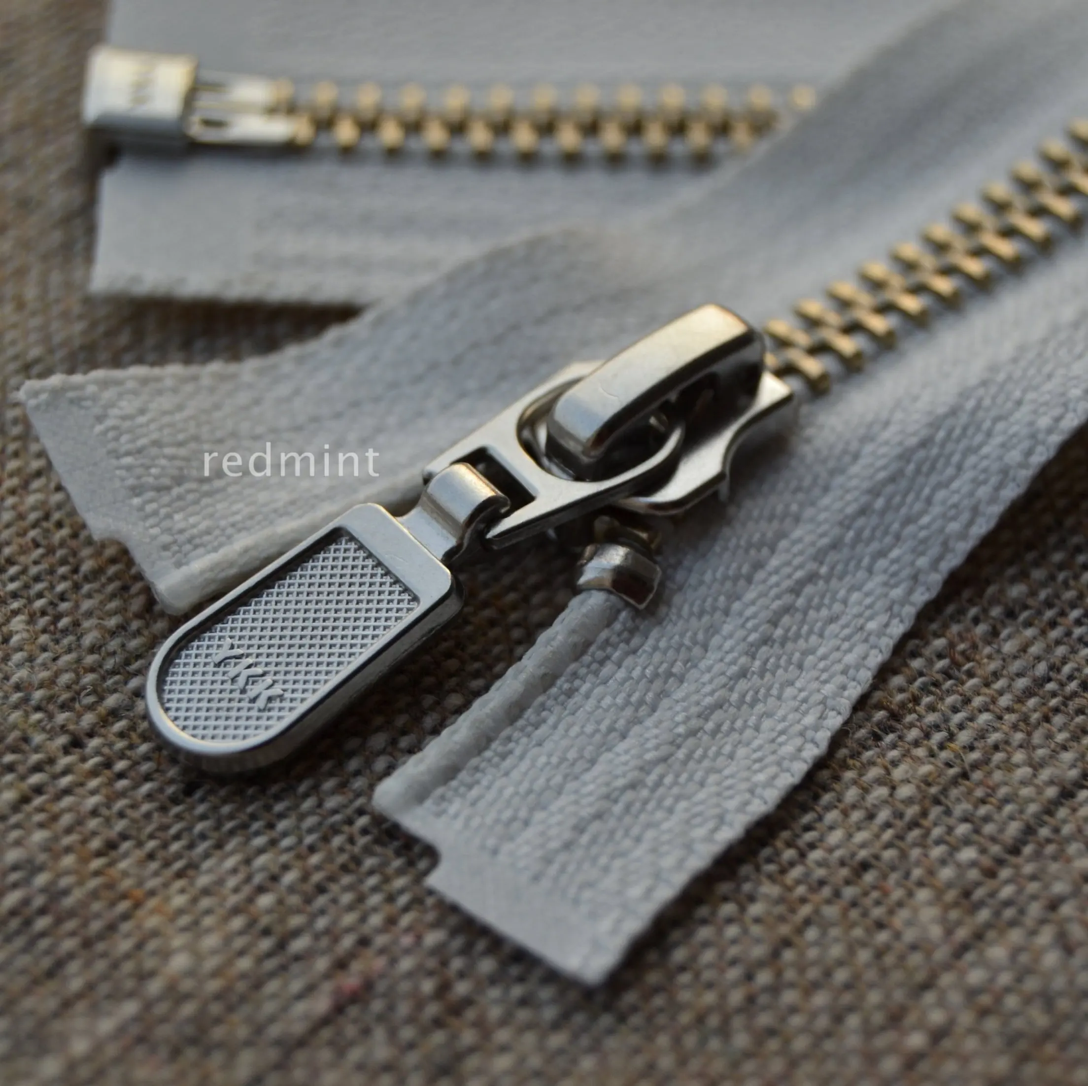 Металлическая застежка-молния YKK белая медь одна головка и открытый хвост