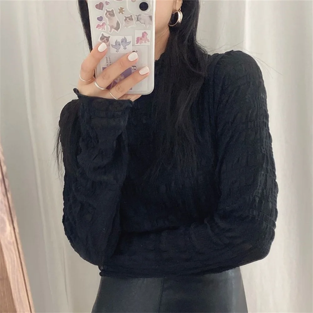 

Футболка Alien Kitty Женская с длинным рукавом, модная зимняя рубашка с ложным воротником, шикарная Повседневная приталенная универсальная, 2022