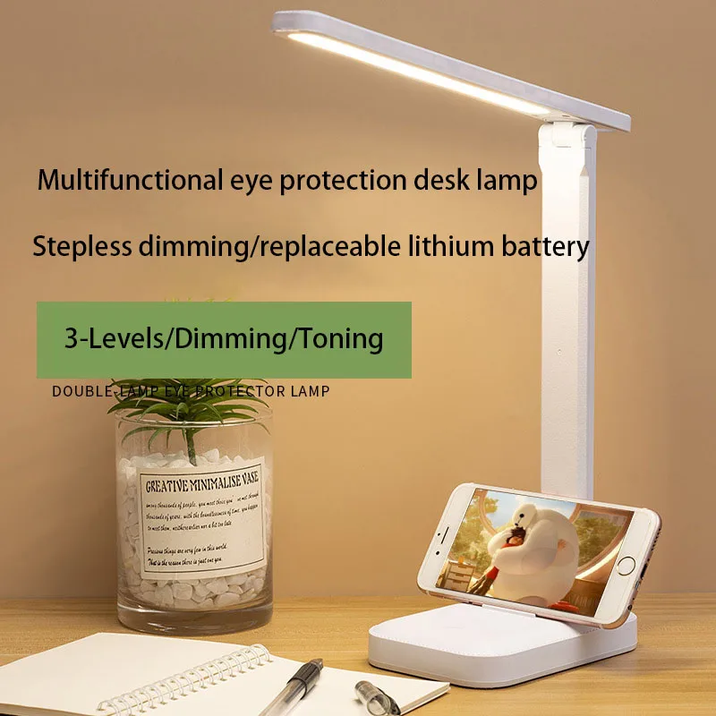 

led touch dimming desk lamp abs foldable charging usb 5v 2000mAh 3-Levels reading learning desk lamp ce ccc rohs certification
