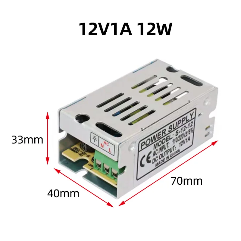 

DC Constant Voltage Switching Power Supply 12V 1A 12W Transformer