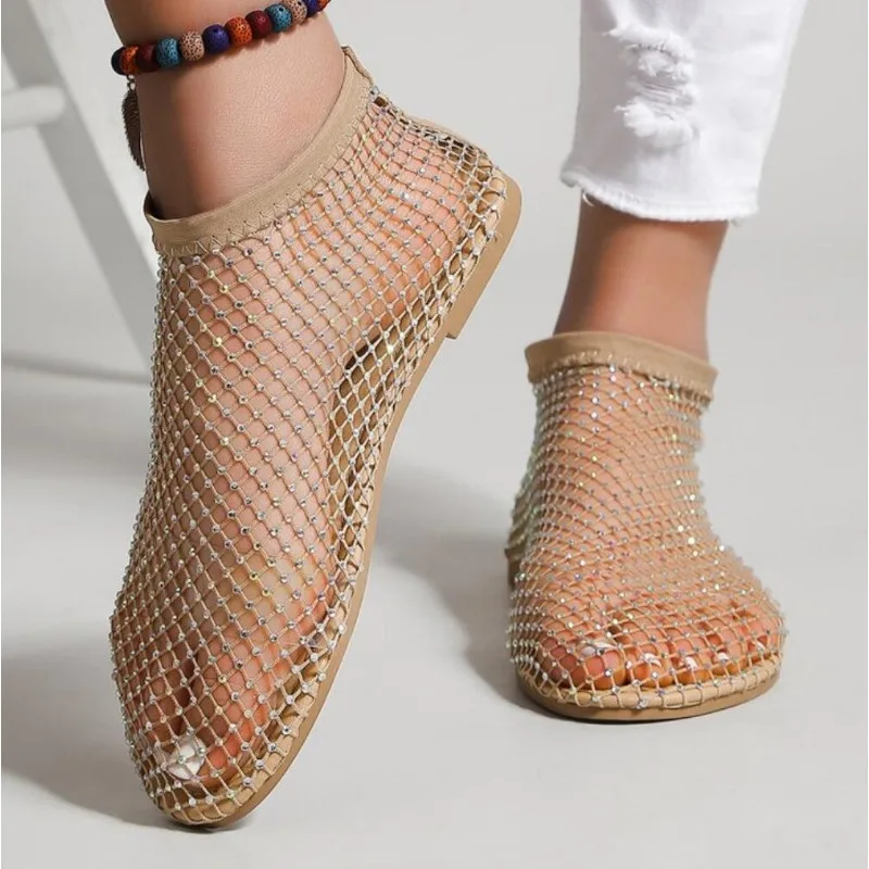 Модные женские сандалии на плоской подошве босоножки в виде рыболовной сети