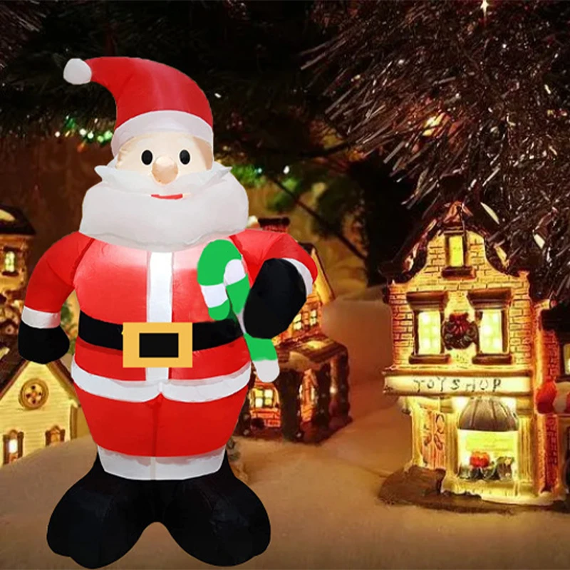 

8FT-4FT Walking Stick Inflatable Santa Claus Christmas Outdoor Decoration LED Lighting Giant Party New Year Christmas Decorati