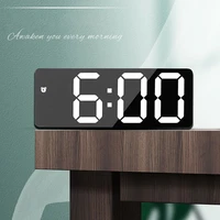 multifunctional led digital gifts silent voice control electronic bedside snooze time alarm clock home decor abs rectangle