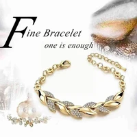 bohemian style gold bracelet leaves women chain jewelry bangle new girls simple wedding luxury elegant fashion t1m6