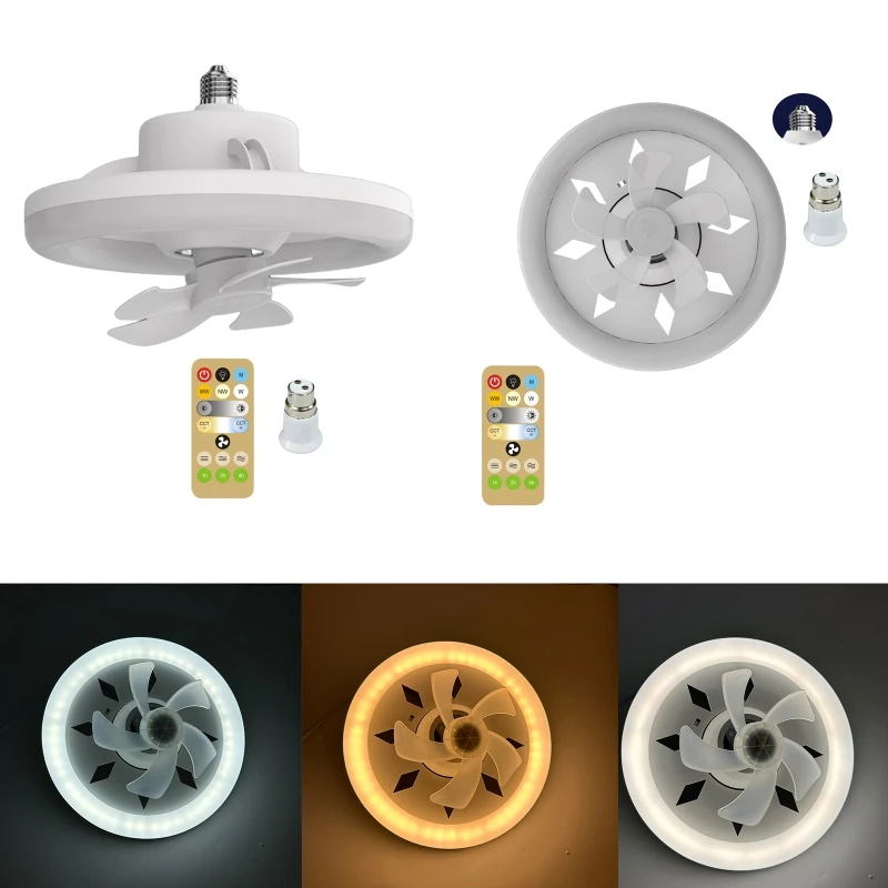 

2-in-1 Fan Lamp E27 LED Light 48W/60W 360Degree Oscillation Fan with B22 Adapter