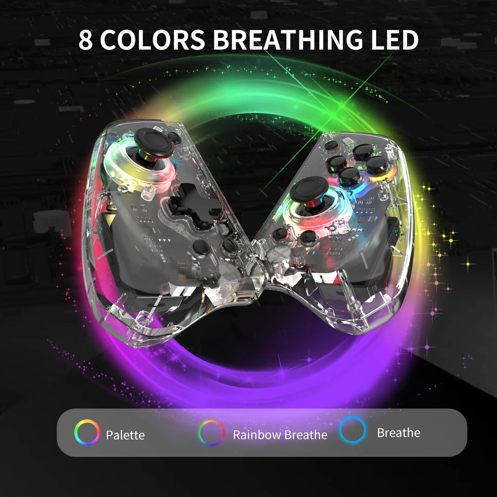 Цветной прозрачный контроллер YS41 RGB для переключения Bluetooth беспроводной джойстик