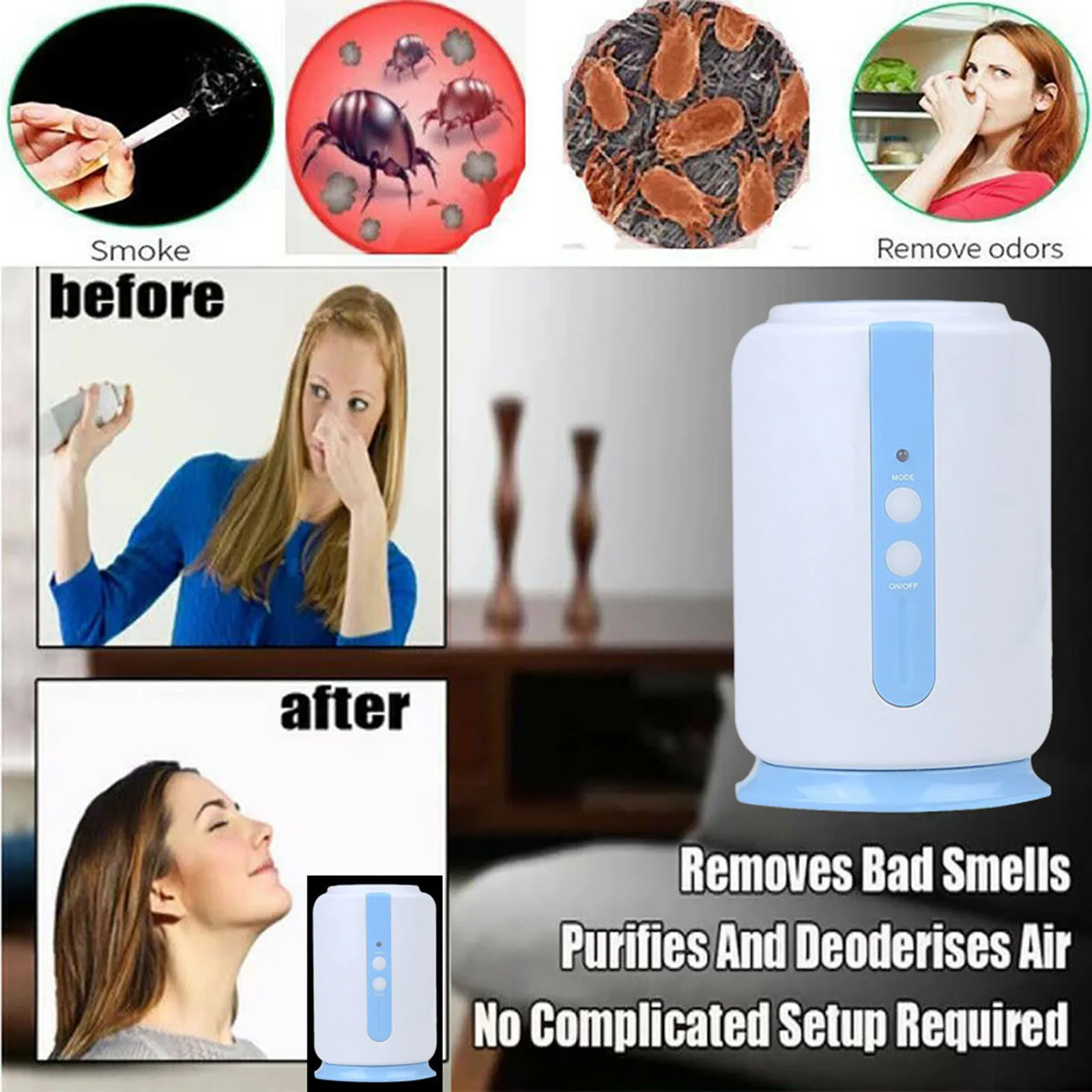 

Kitchen Air Purifier Sterilizer Refrigerator Ozones Generator Refrigerator Guard Bottle Brush Long with Stand