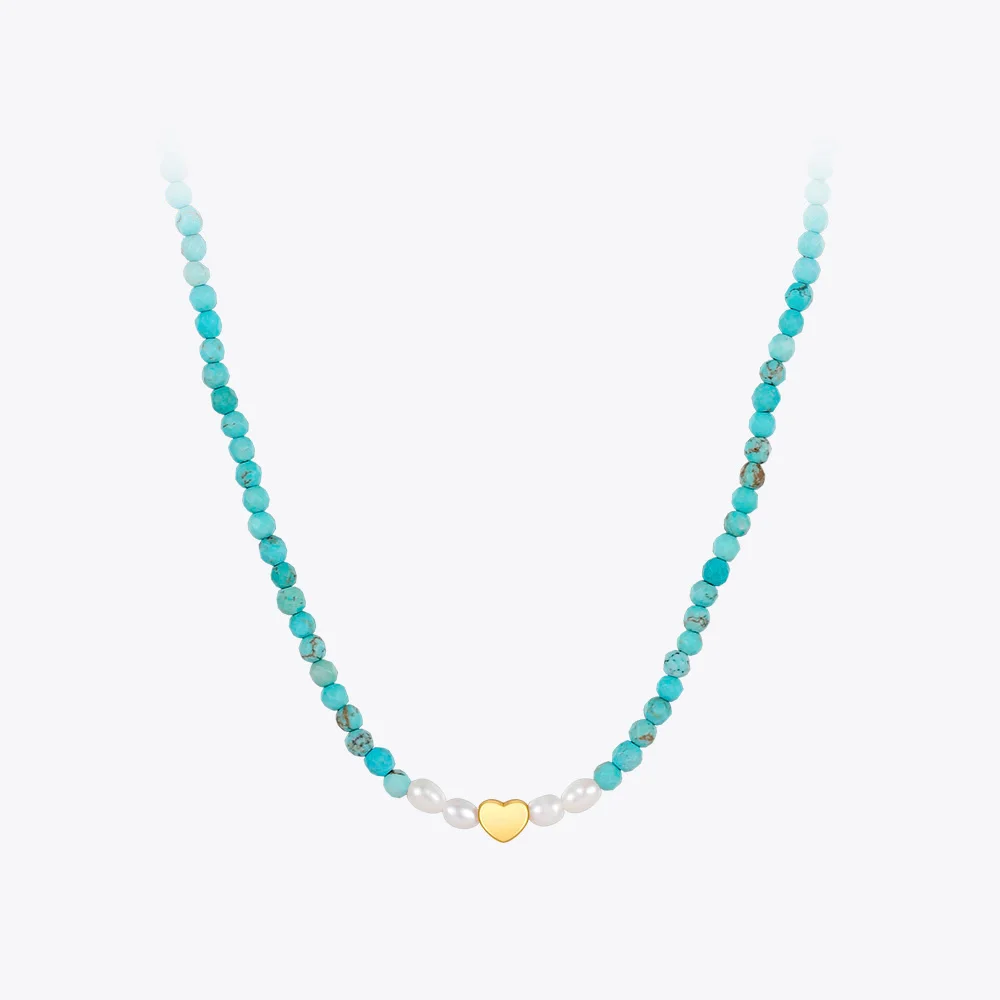 

Женское Ожерелье с натуральным камнем, жемчугом и сердцем