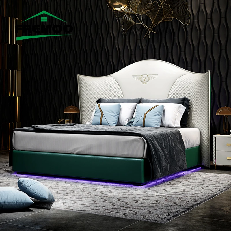 

Light Luxury 1.8m Master Bedroom Design Leather Double Soft Bed Nordic Minimalist Modern Small Apartment Storage Wedding Bed