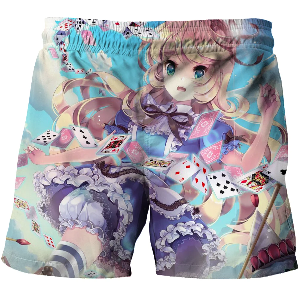 

3D Printed Fashionable Children's Beach Pants Cartoon Comic Baby Clothes Disney Alice Wonderland Boys And Girls General Shorts