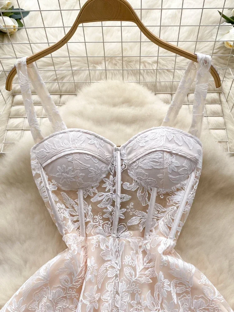 Женское платье с вышивкой сексуальное женское официальное летнее на бретельках