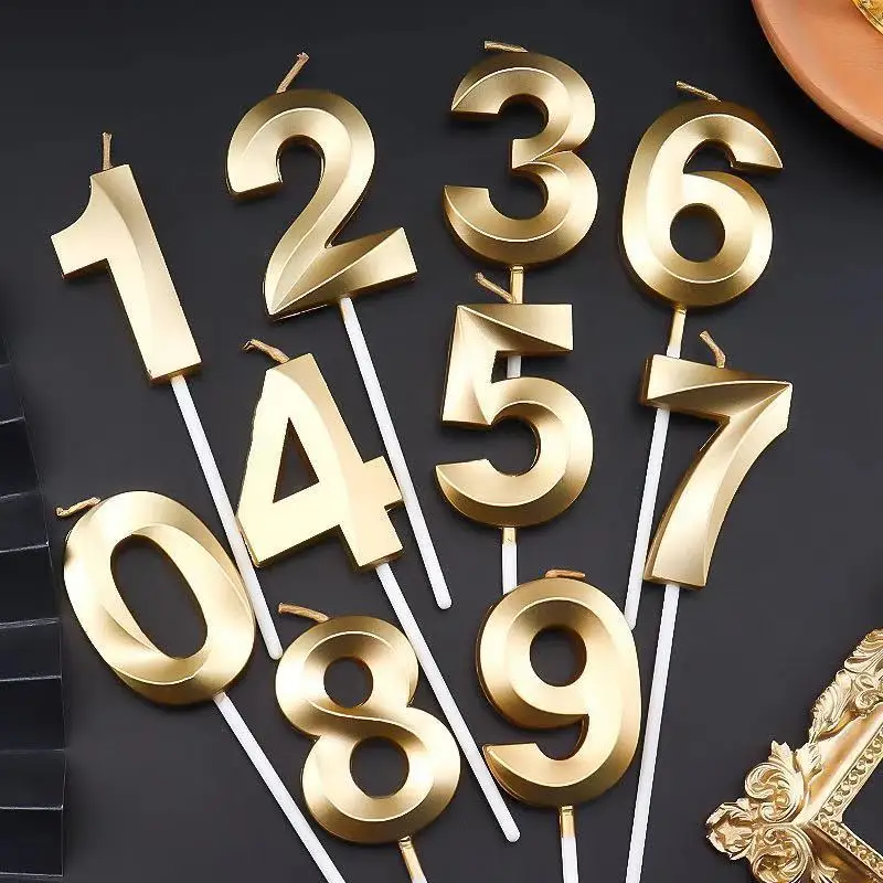 

Золотые цифровые свечи 1-9, украшение для торта на день рождения, свадьбу, вечеринку