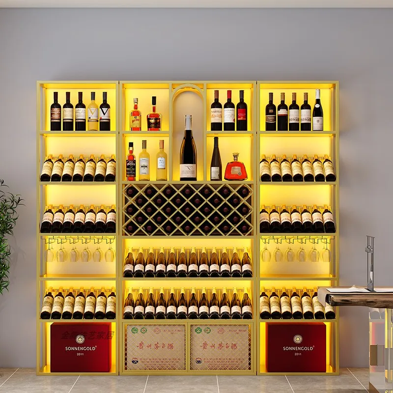 

Винный шкаф на заказ, витрина из кованого железа, роскошный напольный шкаф для красного вина на стену, для коммерческих целей