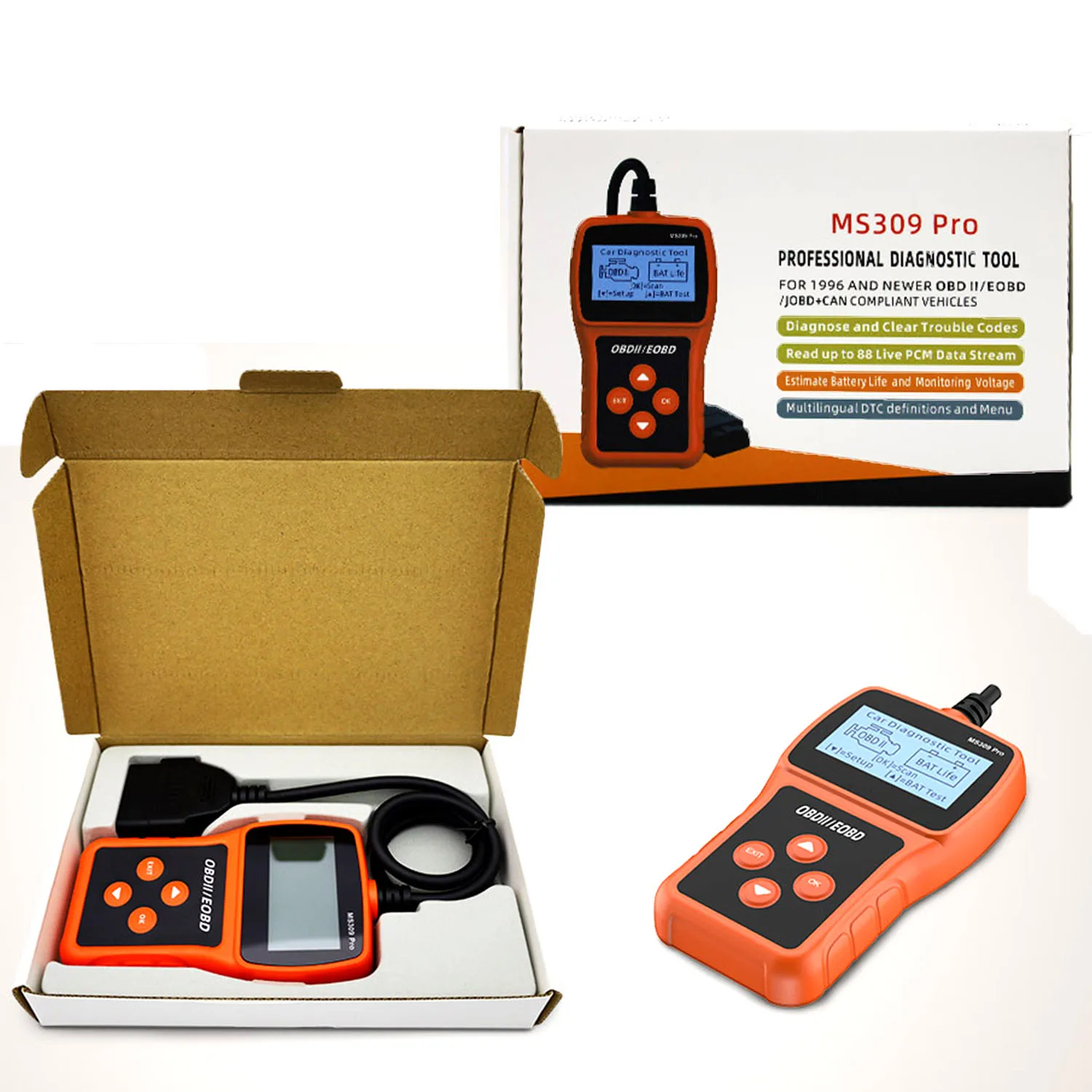 Тестер аккумулятора MS309 Pro детектор неисправности автомобиля OBD2 EOBD сканер