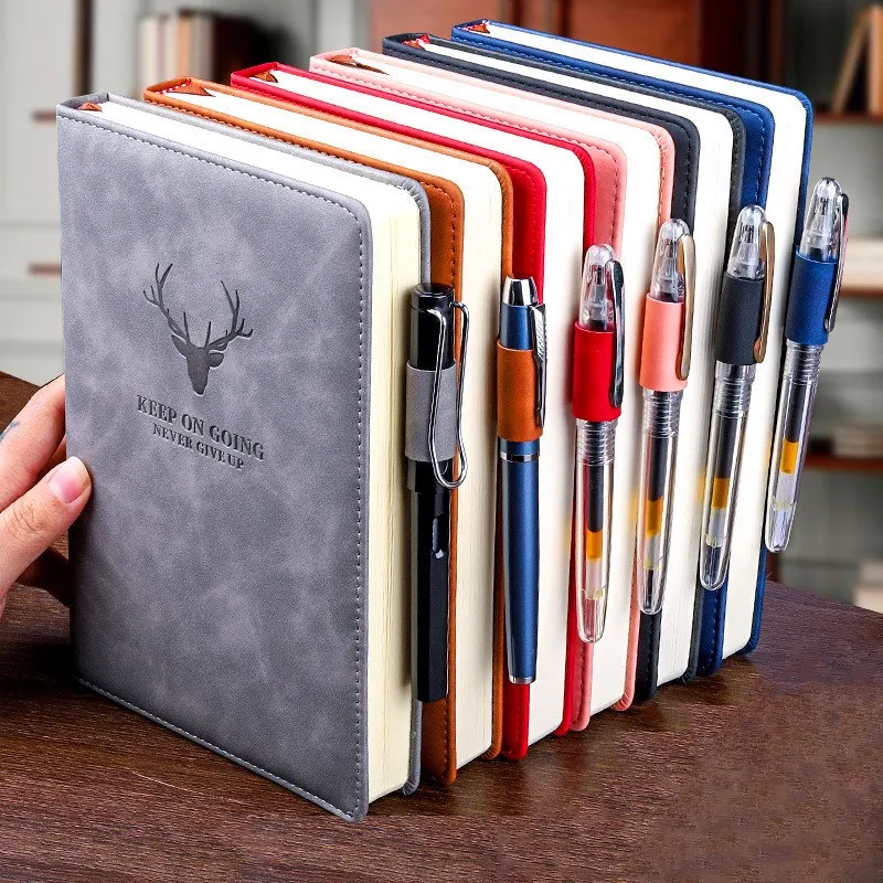 

200 Pages Deer Head A5 Notebook Journal Super Thick Work Notebook Daily Business Office Accessories Simple Diary School Supplies