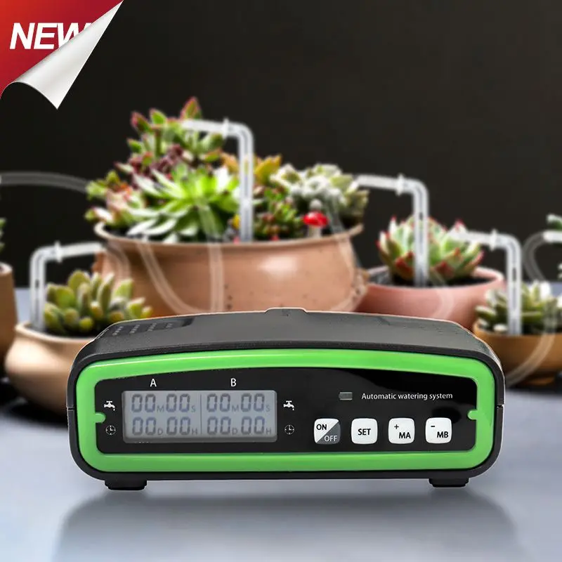 Double Pump Automatic Intelligent Watering Device Set Potted Plant Drip Irrigation Controller Watering Timer Sprinkler System