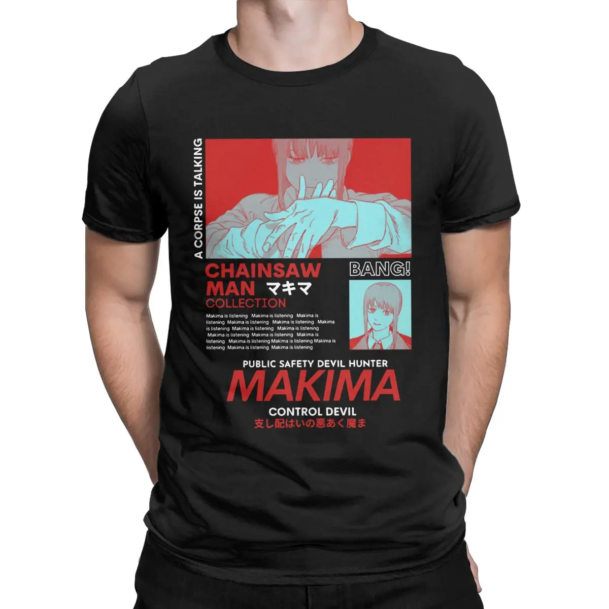 

Мужская футболка Makima Red-бензопила, Повседневная футболка с коротким рукавом и круглым вырезом, футболка из чистого хлопка, женская одежда