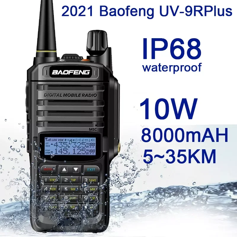 Baofeng UV-9R PLUS Walkie Talkie Portable for Hunting Waterproof Two Way Car Radio Station Ham Radio IP68 High Frequency