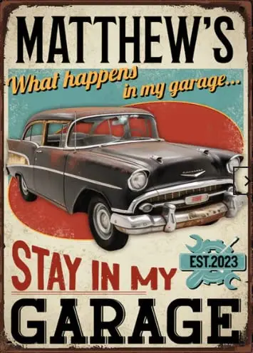 

Персонализированная металлическая вывеска для мастерской для гаража — что происходит в моем гараже, остановки в моем гараже — металлические знаки для гаража — персонализированные