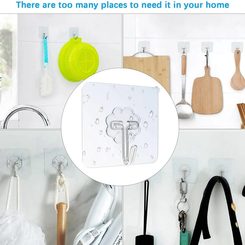 Promotion! 20Pcs Waterproof Self-Adhesive Hook Heavy-Duty Wall Suitable For Home Kitchen Bathroom Punch-Free Strong |