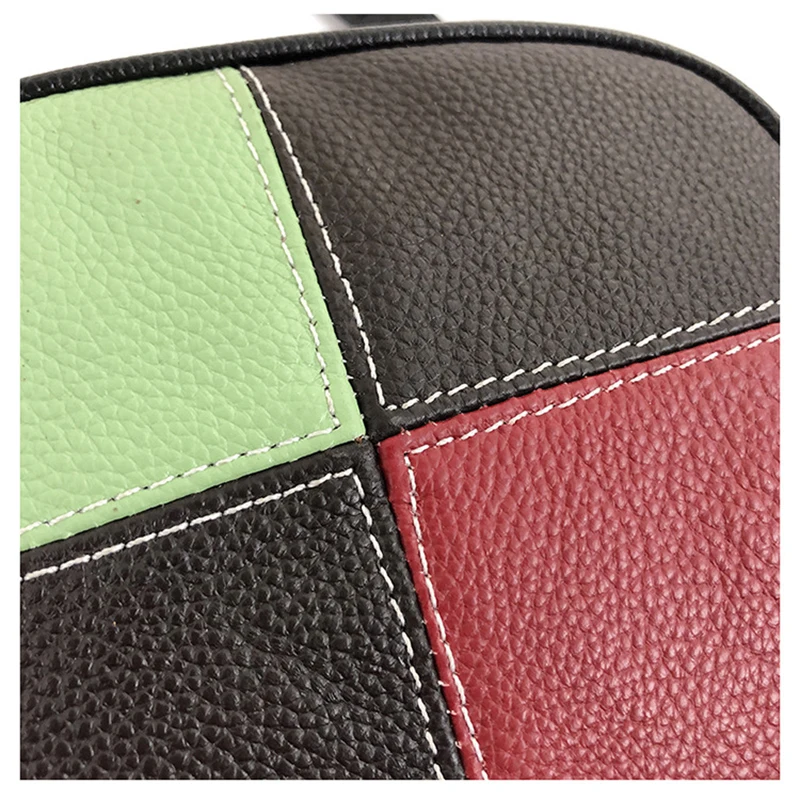 Cowhide New Classic Fashion Crossbody Bag Retro Trendy Shoulder Bag Contrast Panel Checkered Shoulder Bag Small Square Bag