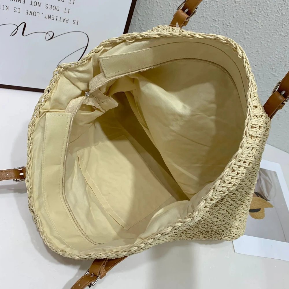 Новая соломенная сумка-тоут большой емкости трендовая пляжная тканая сумка