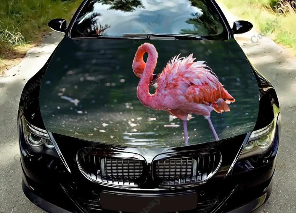 Наклейка на капот автомобиля с фламинго самоклеящаяся Универсальная пленка для