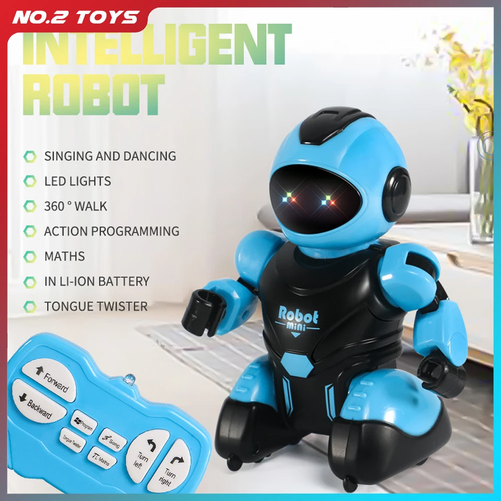 

2022 New RC Robot Intelligent robot programming infrared Smart Action with Sound Light Remote Control Toys Gift for Children