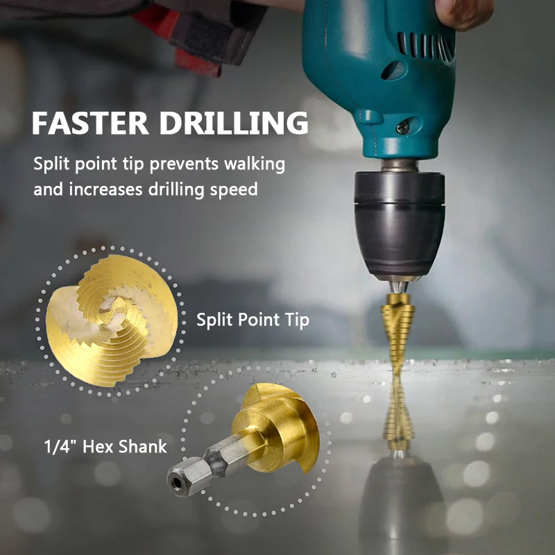 3PCS HSS Straight Groove Step Drill Bit 3-12mm 4-12mm 4-20mm 4-32mm Titanium Coated Wood Metal Hole Cutter Core Tools Set |