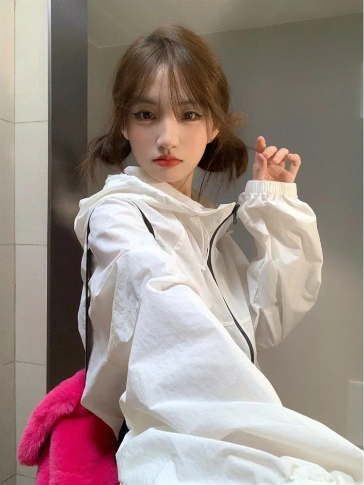 Y2K белое прозрачное пальто для женщин на весну и лето тонкая легкая спортивная